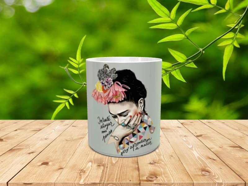 Genérico Frida K. Mug - I Tried to Drown My Sorrows but They Learned to Swim - Ideal for Any Lover of Art and Feminist Cause.