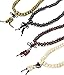 FIBO STEEL 4 Pcs 8MM Wood Beaded Bracelet for Men Women Necklace Buddhist Beads Elastic