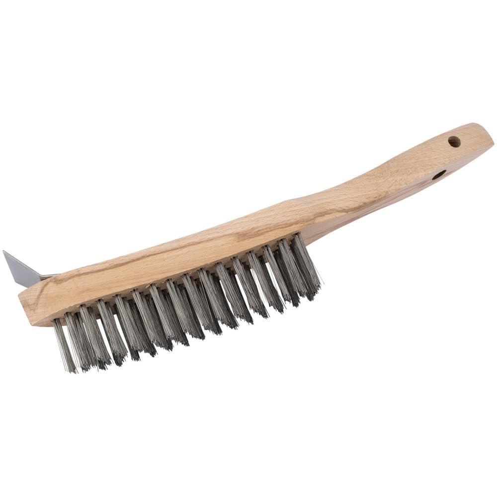 Draper 36176 Heavy Duty 4 Row Wire Scratch Brush with Scraper, 310mm,Blue