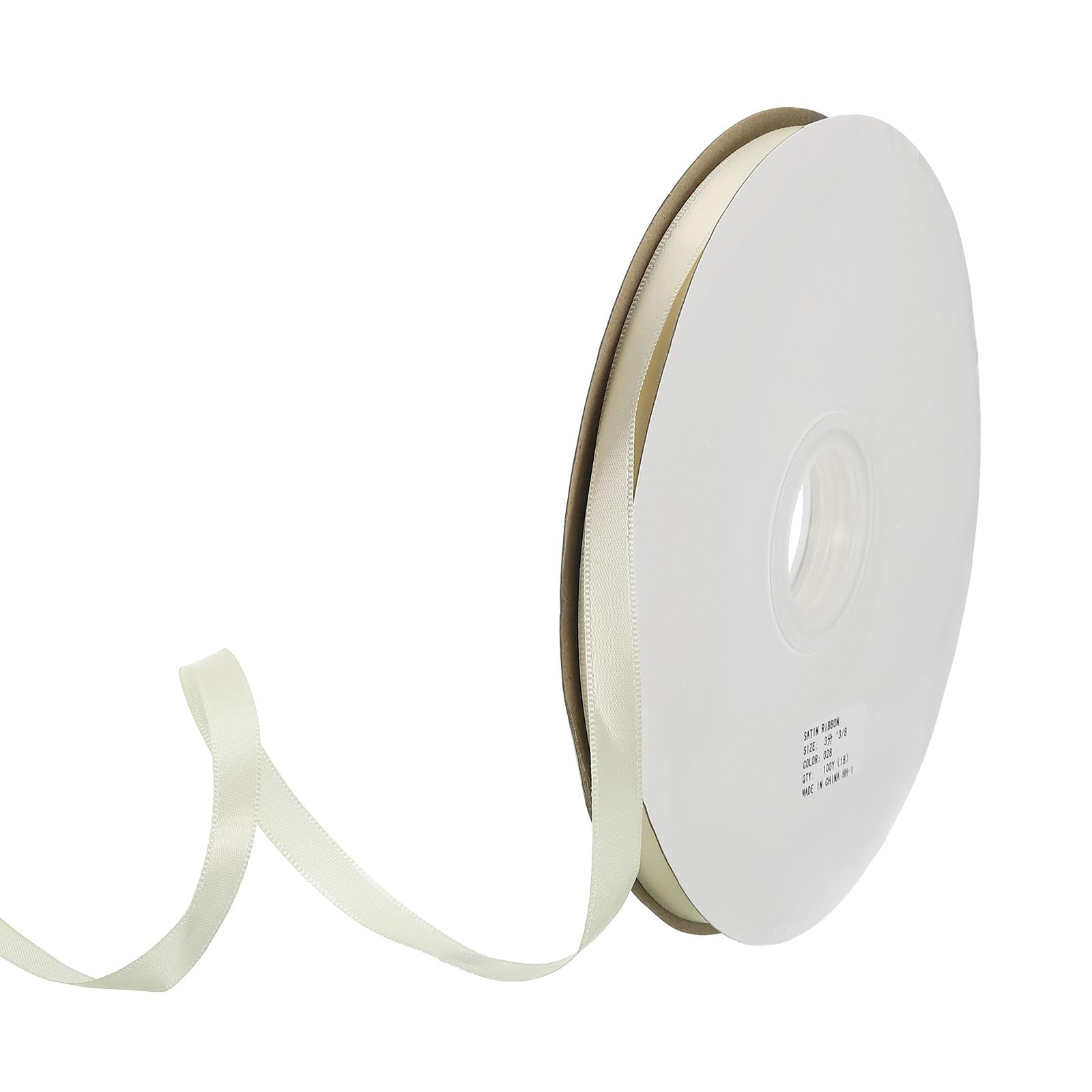 PATIKIL 3/8" x100Yard Polyester Satin Ribbon, Single Faced Grosgrain Ribbon Solid Fabric Ribbon for Crafts Wedding Party Gift Wrapping, Beige