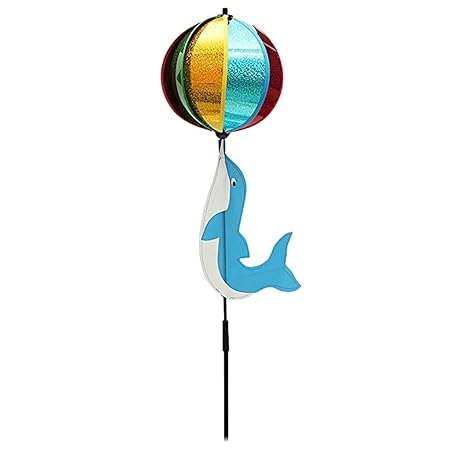 Albio Rainbow Ball Windmill Whirligig Dolphin Home Garden Lawn Yard Decor Children Outdoor Toy