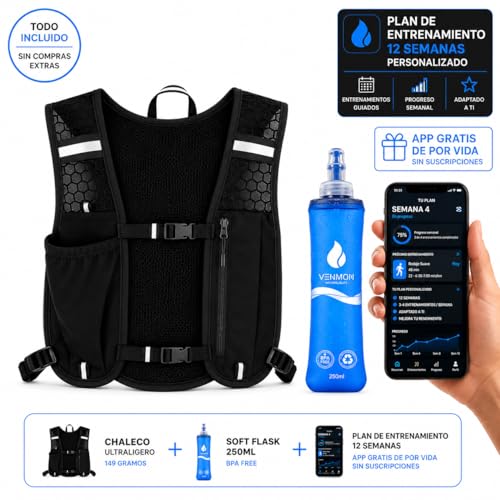 Men's Women's Running Vest with Bottle 250 ml, Ultralight Trail Running Vest, Breathable Running Backpack with Mobile Pocket and Reflective Fit for Running