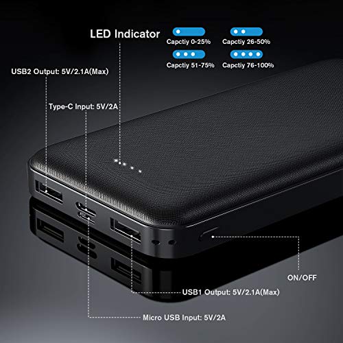 TAMOWA 20000mAh PD Powerbank, USB-C externe accu met 18W Power Delivery, hoge capaciteit, powerbank, draagbare oplader… - Afbeelding 3