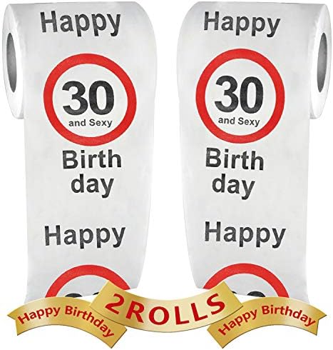 HOFASON 2 Rolls Funny Toilet Paper Gift, Happy Birthday Anniversary Tissue Napkin Prank Fun Birthday Party Novelty Gift Idea