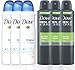 3 Bottles Dove Anti-Perspirant Deodorant Original & 3 Bottles Dove Men + Care Extra Fresh Spray Deodorant 48hr 150ML / 5.07 Oz - (Total 6 Bottle Pack)