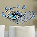 Amaonm Removable DIY Creative 3D Beautiful Girl Blue Eyes & Flying Butterfly Wall Decals PVC Home Wall Stickers Murals Decorative Home Decor Bedroom Decorations Art Decal Nursery Room Stickers