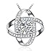 J.Rosée Necklace With 925 Sterling Silver Nonnyl Stetling Silver Two-Tone Cubic Zirconia Halo Flower/Clover/Elephant Charms Pendant 18