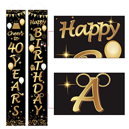 2-Pieces-40th-Birthday-Party-Decorations-Cheers-to-40-Years-Banner-40th-Party-Decorations-Welcome-Porch-Sign-for-40-Years-Birthday-Supplies-40th-Birthday
