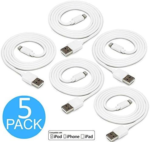 Lightning to USB Cable, 5 Pack 3 FT / 1 Meter [Heavy Duty] iPhone Charging Cord iPad Charger for Apple iPhone 7/6/6S/Plus/SE/5S/5/iPad Mini/Air/Pro/iPod, Compatible with iOS10