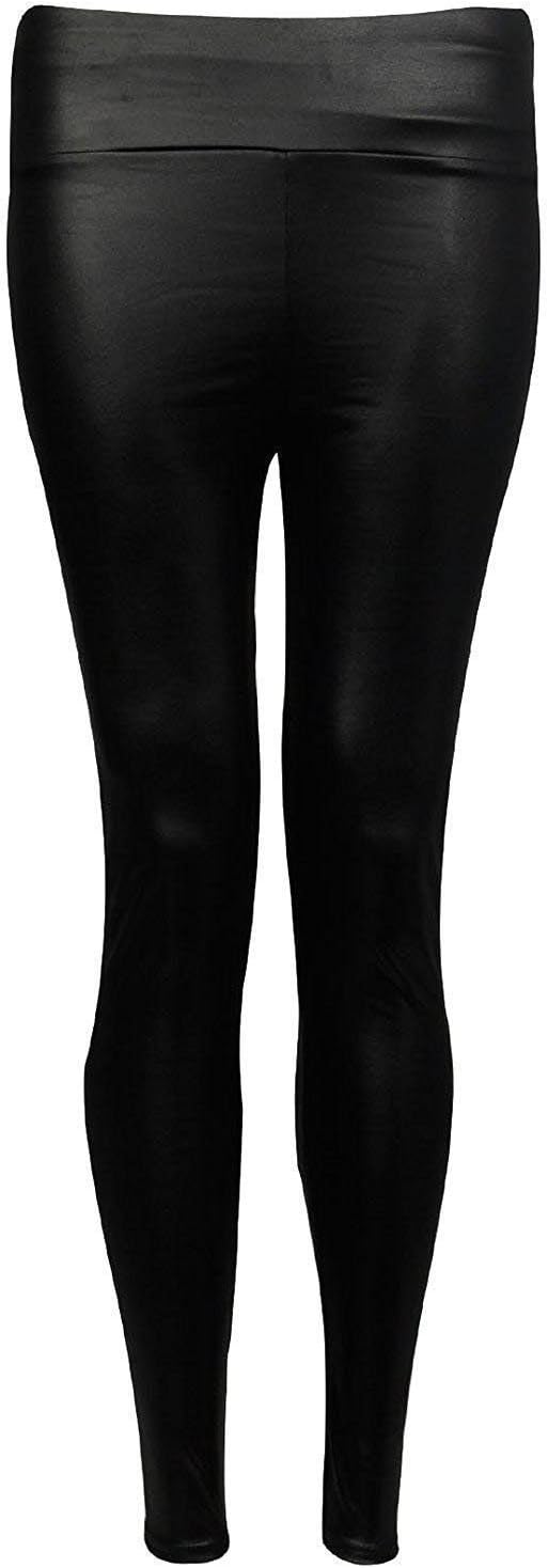 ZEE Fashion Women Ladies Plus Size High Waisted PVC Leather Wet Look Shiny Leggings Pants UK 8-26