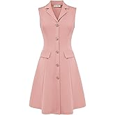 GRACE KARIN Work Dresses for Women 2026 Sleeveless Button Business Midi Dress Notch Lapel V Neck Formal Office A Line Dresses