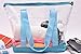Handy Laundry Clear Tote Bag - Zipper Closure, Long Shoulder Strap, Fabric Trimming. (Teal)