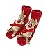 Christmas Winter Indoor Floor Socks 3d Cartoon Animal Non-Skid Household Thick Knit Socks for Women (Red Deer)
