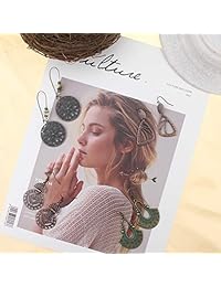 Coolcoco - Juego de aretes de metal vintage con colgante para mujer y niña, 8 unidades