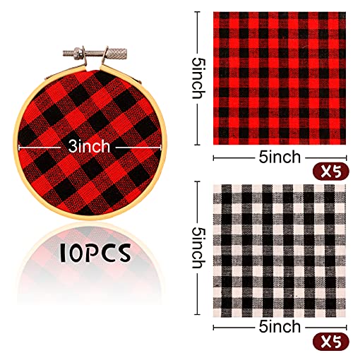 BigOtters 10PCS Christmas Embroidery Hoops, 3 Inch Bamboo Circle Cross Stitch Hoop Ring for Christmas Ornaments Art Craft Handy Sewing DIY Favor