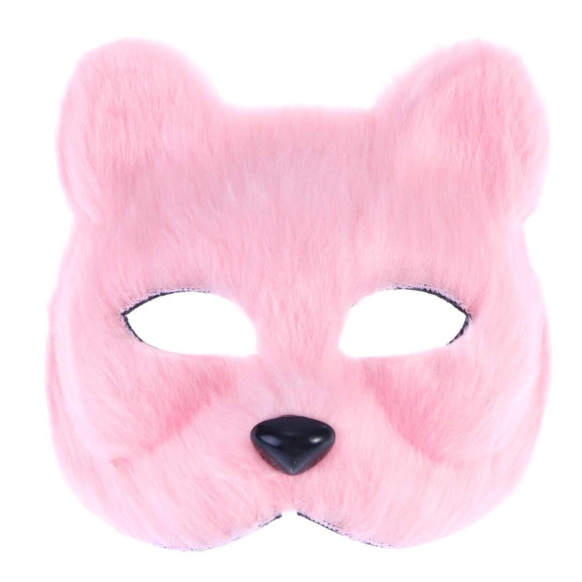 TOYANDONA Halloween Plush Mask Furry Animal Halloween Masquerade Realistic Cat Costume Accessory for Carnival-Pink