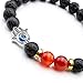 JOVIVI Jewelry 8MM Antique Silver Hamsa Hand Blue Evil Eye Lava Stone Bracelet 7''L(Two Red Gate Ball)