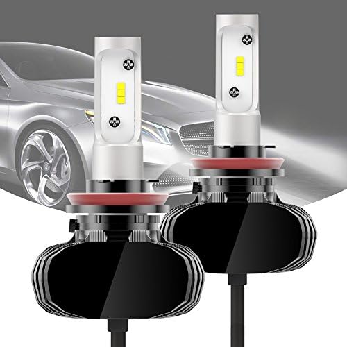 Thiroom LED Headlight Bulbs H11 Series LED Headlights with 2 Pcs of H11 CSP LED Headlight Conversion Kit 50W 8000lm Hi-Lo Beam, Black