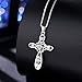 925 Sterling Silver Gem Faith Hope Love Cross Pendant Necklace for Girls and Women, 18