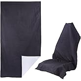 LoyaGour Car Seat Towel Covers Front Seats for Yoga,Gym,Workout,Sports,Running,Camping and Travel,Automotive Washable Sweat Towels Driver Seat Protector Cover Blanket for Cars Trucks (Black, 1Pcs)