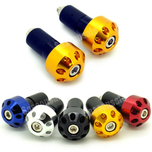 GTSpeed Universal Gold Motorcycle Bar Ends 7/8" Handlebar Grips Plugs - Fits Honda Kawasaki Suzuki Yamaha BMW KTM Ducati Triumph (READ Product description for Model & Year specification)