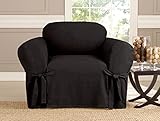 Kashi Micro-suede Slipcover Sofa Loveseat Chair Furniture Cover (Chair, Black)