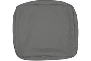 Classic Accessories Montlake Water-Resistant 21 x 22 x 4 Inch Outdoor Back Cushion Slip Cover, Patio Furniture Cushion Cover, Light Charcoal Grey, Patio Furniture Cushion Covers