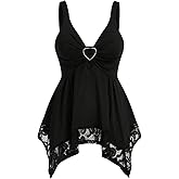 Verdusa Women's Y2k Babydoll Tops Goth Gothic Clothes V Neck Sleeveless Peplum Grunge Tank Top