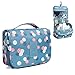 Nicedeal -Toiletry Bag Multifunction Cosmetic Bag Portable Makeup Pouch Waterproof Travel Hanging Organizer Bag for Women Girls, Blue Flowers Make-up Tools and Brushes for Beauty