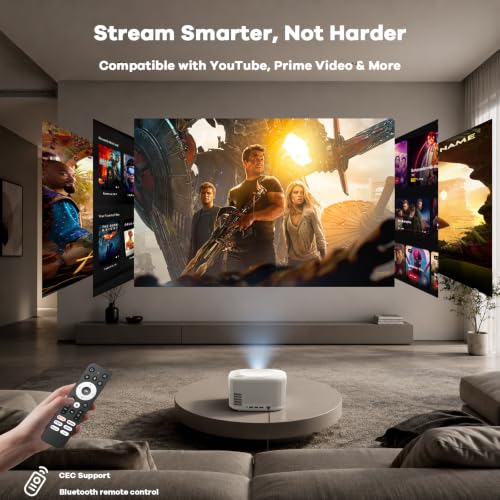 ONOAYO Outdoor-Projector-4K with 60W Dolby Audio and Official Apps, White | 3500 Bright, AI Auto Focus, Smart-Projector with WiFi and Bluetooth, ONO5Pro 2.0 Movie Projector for Indoor/Outdoor, 2026New
