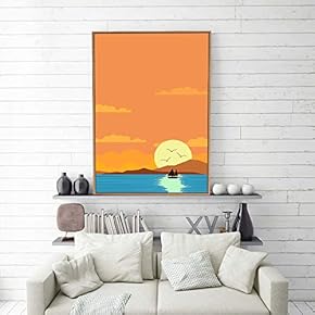 Framed Home Artwork Simple Style Sunset for Living Room Bedroom