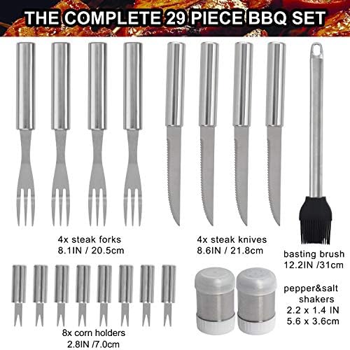 grilljoy 29PCS Barbecue Outils - Accessoires Barbecue résistants de d'acier Inoxydable avec Le Cas de Stockage - kit pour Barbecue de Voyage/Camping-Ustensile de Barbecue Parfait pour Hommes Femmes - Mes Grillades grilljoy 29PCS Barbecue Outils - Accessoires Barbecue résistants de d'acier Inoxydable avec Le Cas de Stockage - kit pour Barbecue de Voyage/Camping-Ustensile de Barbecue Parfait pour Hommes Femmes