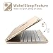 iPad Air 2/iPad Pro 9.7 Keyboard Case, Boriyuan Aluminum 7 Color Backlit Wireless Bluetooth Keyboard Folio Smart Cover with Auto Sleep/Wake for iPad Air 2 & Apple iPad Pro 9.7 - Gold