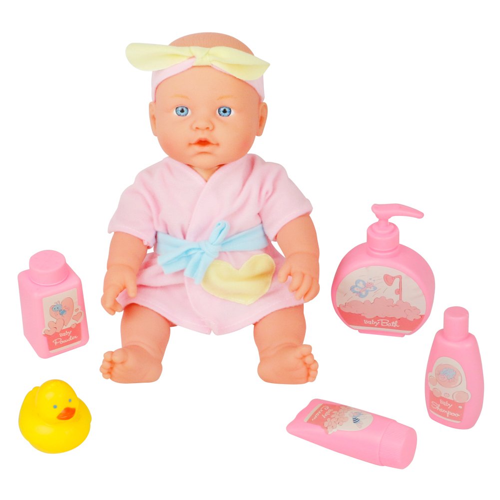 jerryvon Baby Doll Toy Girl Bath Playset Realistic Pretend Play Washable Gifts Accessories for Baby Kid Toddler 3 4 5 6 Years Old