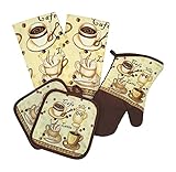 Kitchen Linen Set (Set Includes an oven mitt two pot holders and two dish towells) by Greenbrier (Cafe Latte)
