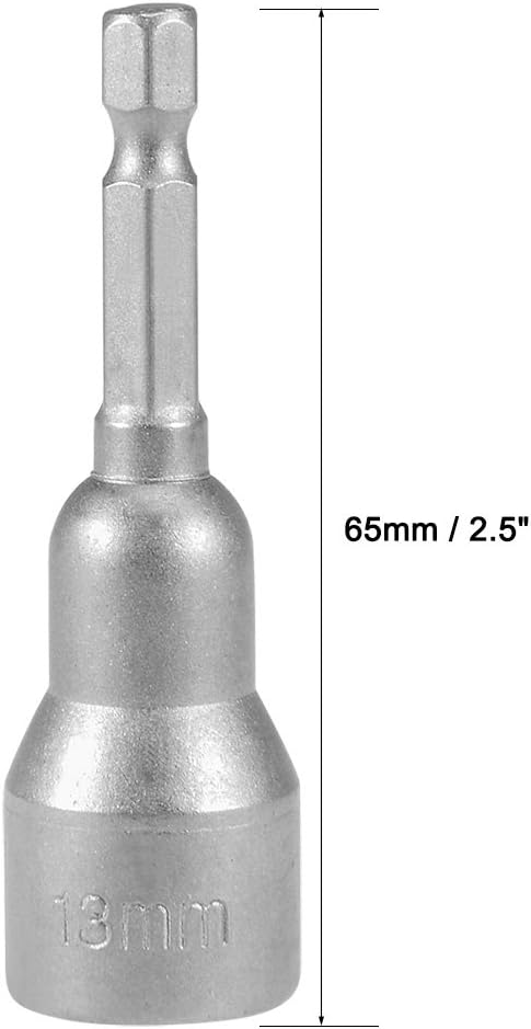 Sourcingmap 1/4" Quick-Change Hex Shank 13mm Magnetic Nut Setter Driver Drill Bit, 65mm Length, Metric 20mm Outer Dia - Image 4