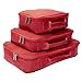 Genius Pack Compression Travel Packing Cubes/Home Organizers - Set of 3 (Red)