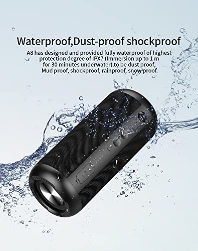 MIFA A8 Caixas de Som Portáteis Bluetooth, Alto-falante portátil IPX7 à prova d'água, 30W Bass, Emparelhamento estéreo sem fio, Mic embutido, Suporte Micro SD, AUX-in, micro-USB Charing, Preto