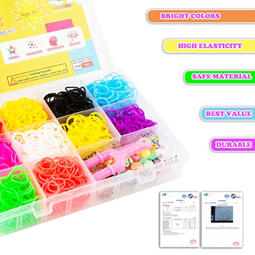 VENSEEN Rainbow Rubber Bands Bracelet Making Kit - Super 5 in 1 Loom Bands Starter Kit for Girls and Boys, Includes: 1500+ Rubber Bands, 50 Beads, 24 S-Clips, 2 Crochet Hooks, 1 Y Loom - Thumbnail 2
