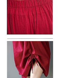 Soojun de la dama Solid Pantalones de verano de lino de algodón Palazzo de pierna ancha Trouseres