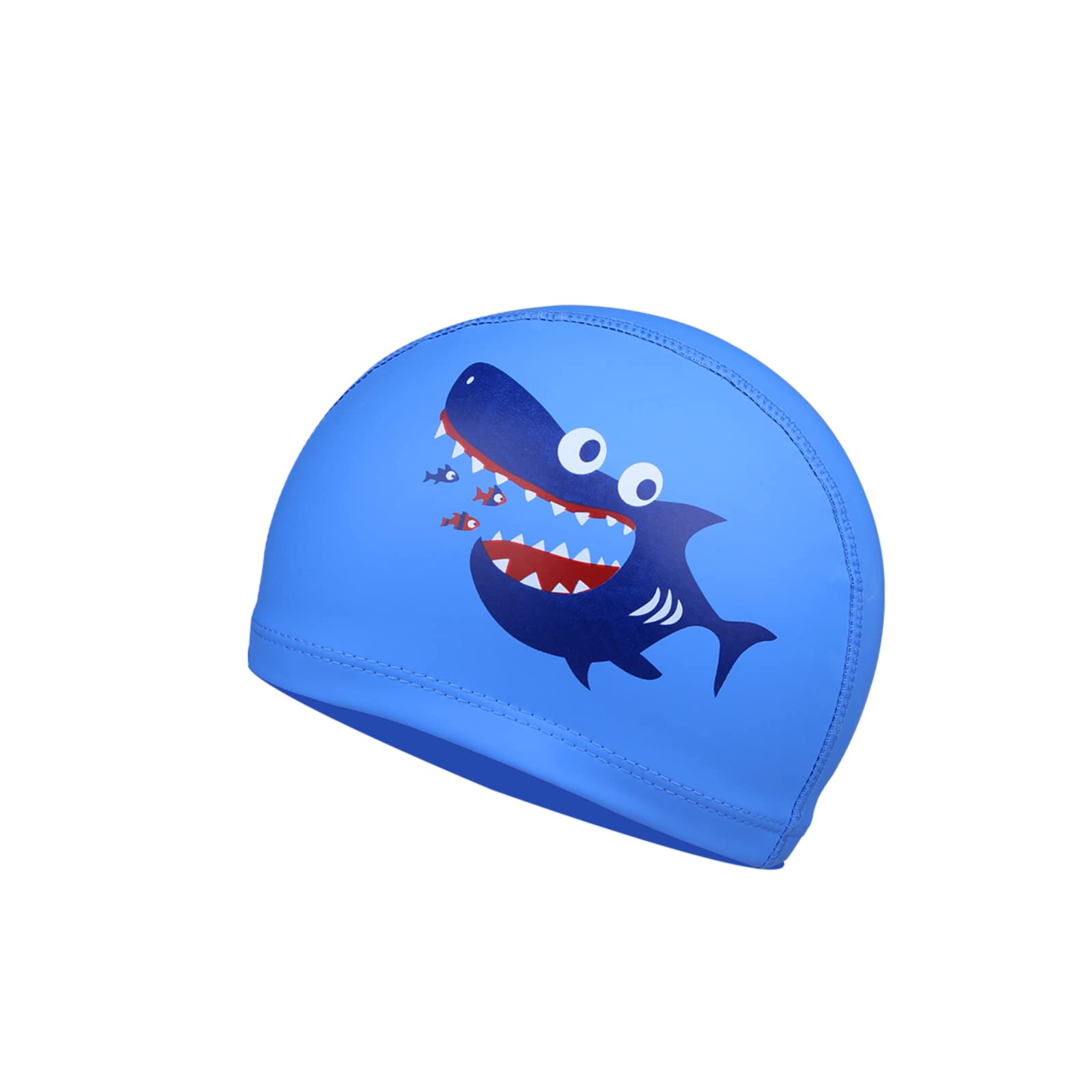 Swimming Cap Kids - Swim Cap for Girls Boys, Comfortable Swim Hat, Stretchy Swimming Hat Teens for Age 4-10 (Blue, Shark)