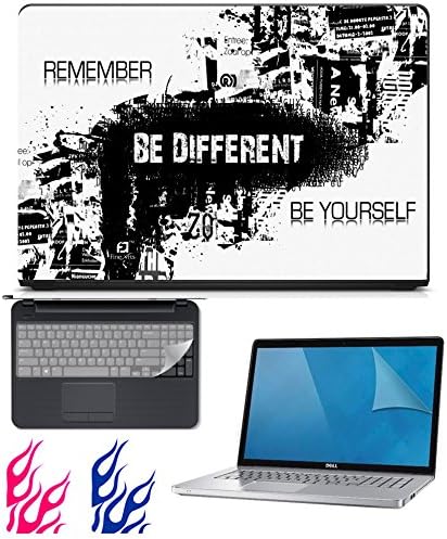 FineArts Combo of UV Printed Laptop Skin, Screen Protector Guard with Keyboard Guard for 15.6 inch Laptop and Fire Decal for Mobile Phones