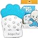 Delight Paw Baby Teething Mitten Mom Designed for Self Soothing Pain Relief | Hygienic Travel Bag | No BPA | Baby Boy or Baby Girl | Babies Over 3 Months | Bubbly Blue