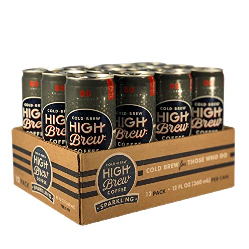 High Brew Sparkling Cold Brew Coffee, Classic Black (12 Count), Grab & Go Pre-Made Cold Brew Direct Trade Coffee Low-Acidity Caffeine Drink