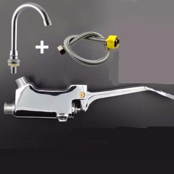 Grifo monomando para fregadero de cocina con pedal de cobre, válvula de