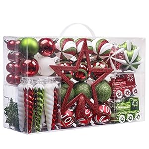 VALERY MADELYN Weihnachtskugeln 100 TLG 3-20cm Kunststoff Christbaumkugeln zur Weihnachtsdekoration mit…