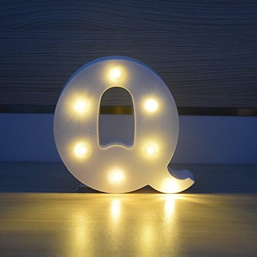 Battery Operated Letters Plastic LED Light Sign, Alphabet A-Z Marquee NIght Lamps,for Birthday Wedding Party Christmas Decor-Q
