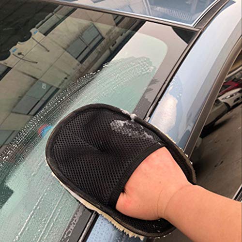 COM1950s Car Cleaning Towel Glove Wash Magic Care Cleaning Towel Microfiber Sponge Pad Brush Glass Cleaner Cloth Care Tool Glove (Black, D)