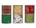 SANNO 6 Rolls Christmas Ribbon, Assorted Plaid Sparkling Decorations Wired Sheer Glitter Tulle Ribbon 36 Yards (2.5