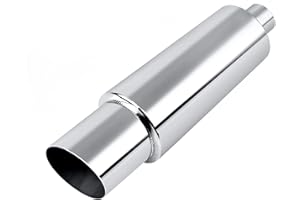 EVIL ENERGY 2'' Inlet 3'' Outlet Exhaust Muffler Tip Universal for Car Stainless Steel 14.6'' Length